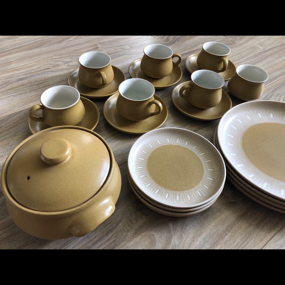 Denby Ode 1970s England MCM vintage stoneware set